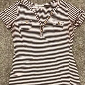 Striped V-Neck Women Top